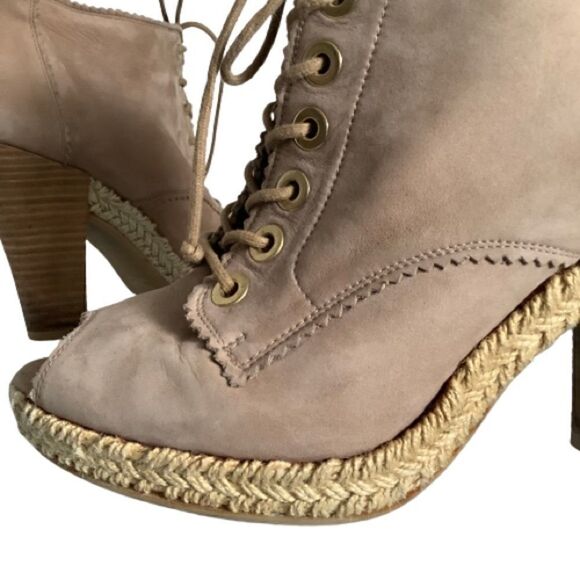 STUART WEITZMAN SUEDE LACE UP PEEP TOE HEELED SHOES/BOOTIES SIZE 38.5 - Picture 10 of 13